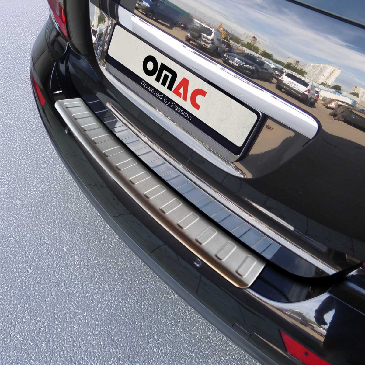 Mercedes ML Class Rear Bumper Sill Cover - Omac - S.Steel - Brushed Silver - '05-'11 Mercedes ML Class Rear Bumper Sill Cover - Omac - S.Steel - Brushed Silver - '05-'11